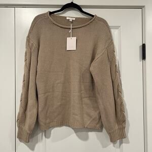 NWT Lauren Conrad Women's Chunky Knit Long Sleeve Tan‎ Sweater Size XS